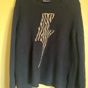 Wooden Ships Black Sweater with Zebra Pattern